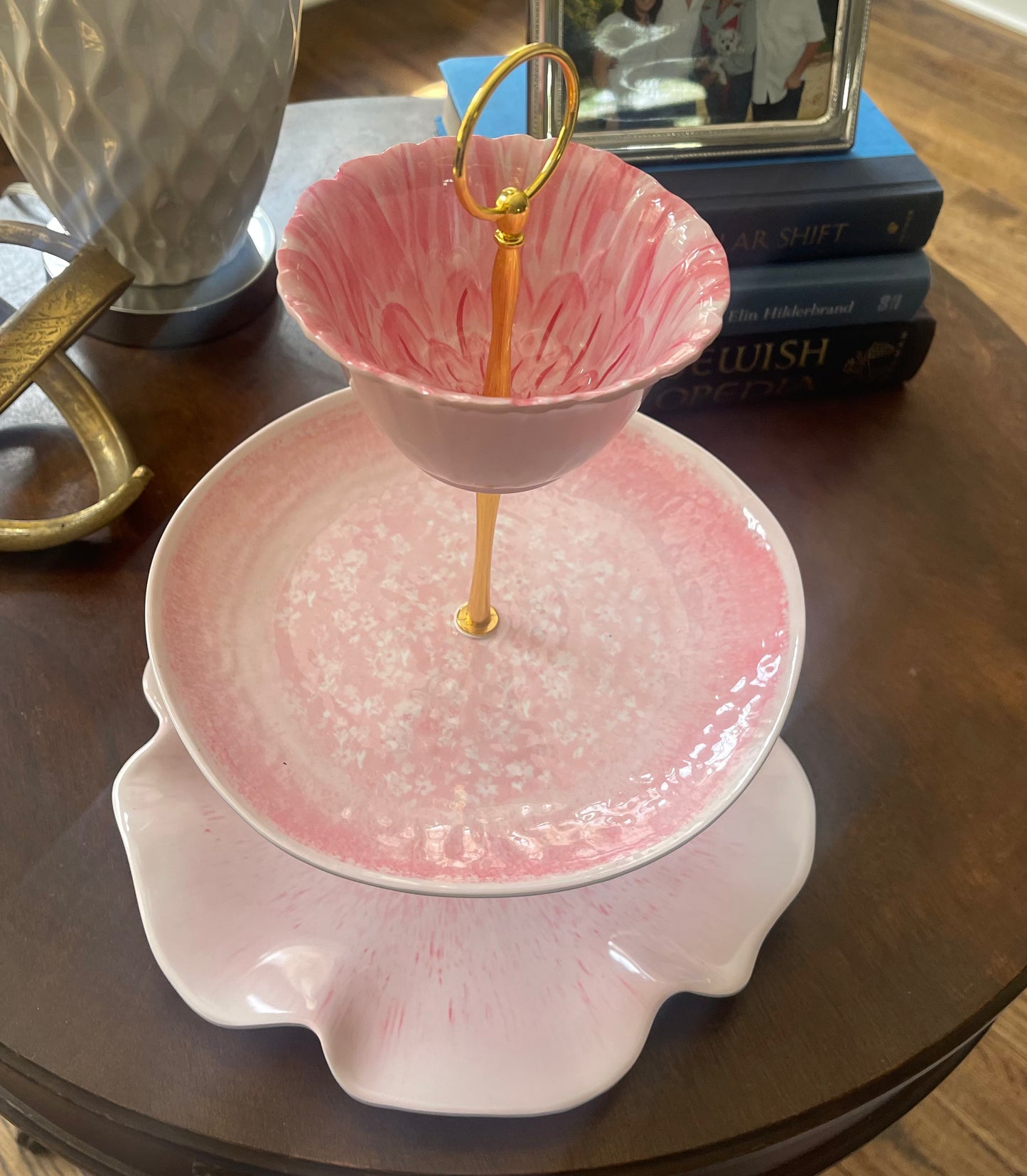 Pink Petals w/Cup #2 | Melamine 3 Tiered Plate Stand