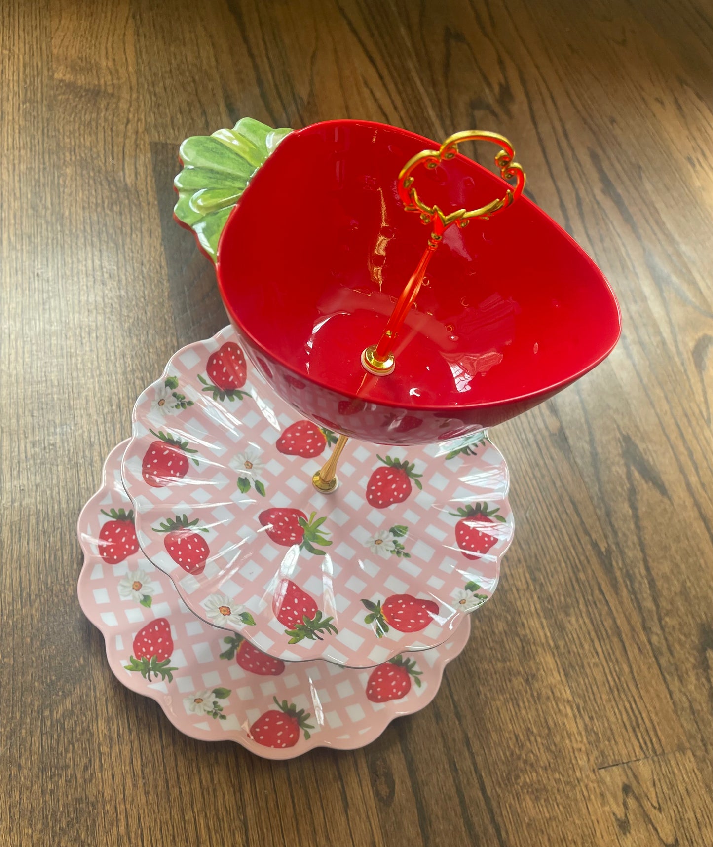 Bowl of Strawberries #1 | Melamine 3 Tiered Plate Stand