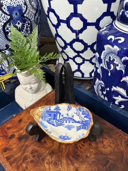 Blue Pagoda | Petite or Grande Display Oyster Shell
