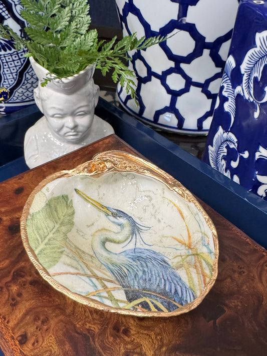 Blue Heron | Medium Clam Shell Trinket Dish