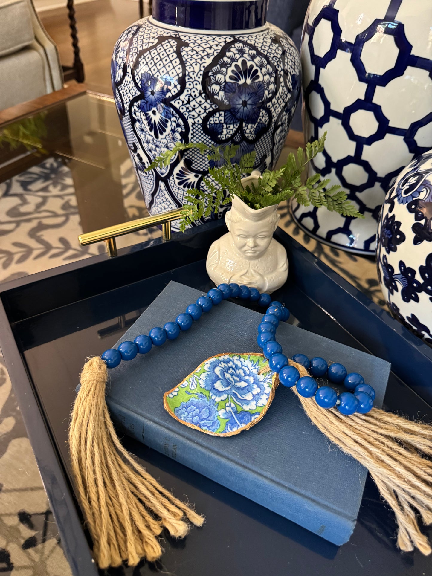 One Shell Oyster Garland | Blue Green Floral