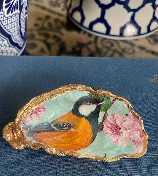 Cherry Blossom Songbird | Petite Oyster Display Shell