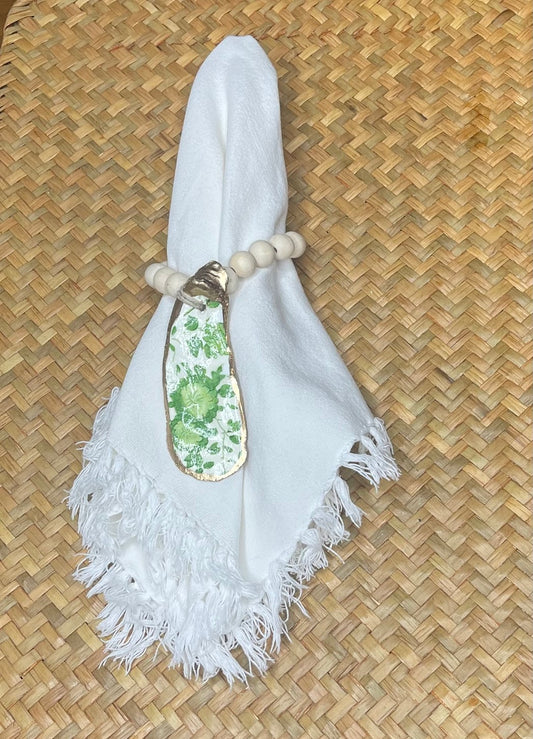 Shuck Yeah | Oyster Napkin Rings | Green Floral
