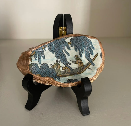 Blue Green Chinoiserie | Grande Oyster Display Shell