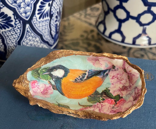 Cherry Blossom Songbird | Grande Oyster Display Shell