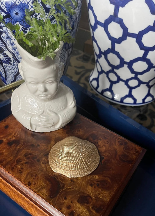 Blue Harvest Toile | Petite Clam Shell Trinket Dish