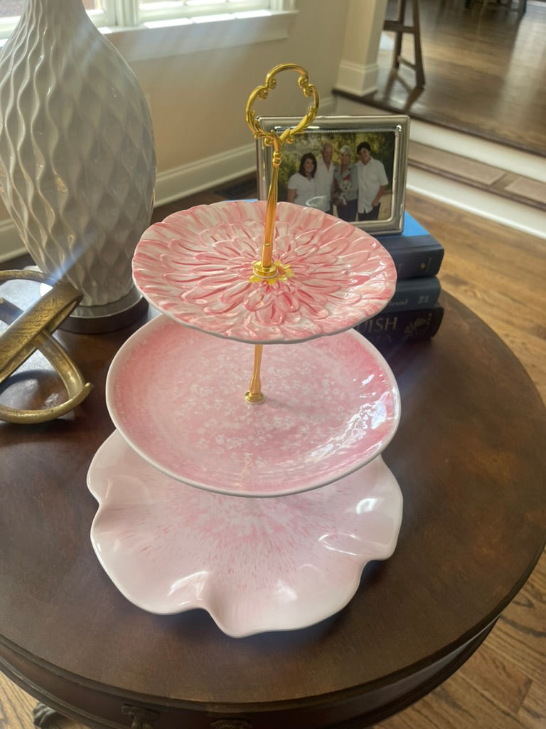 Pink Petals #1 | Melamine 3 Tiered Plate Stand