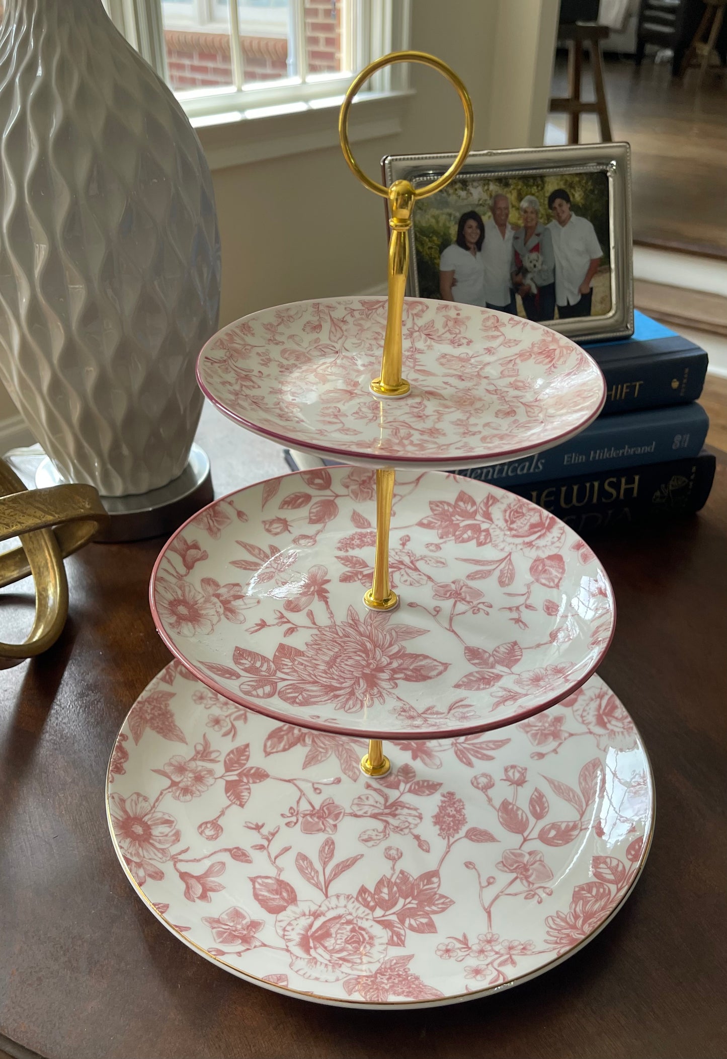 Pink Dahlias #1 | 3 Tiered Plate Stand