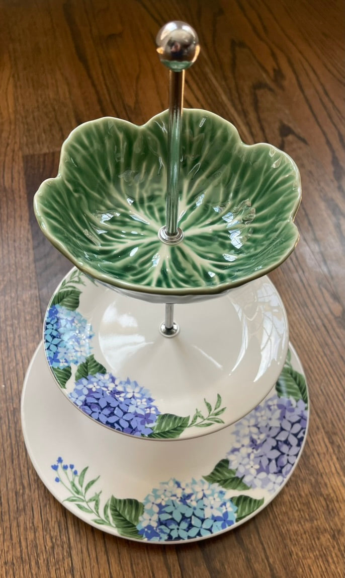 Blue Hydrangea Garden #1 | 3 Tiered Plate Stand