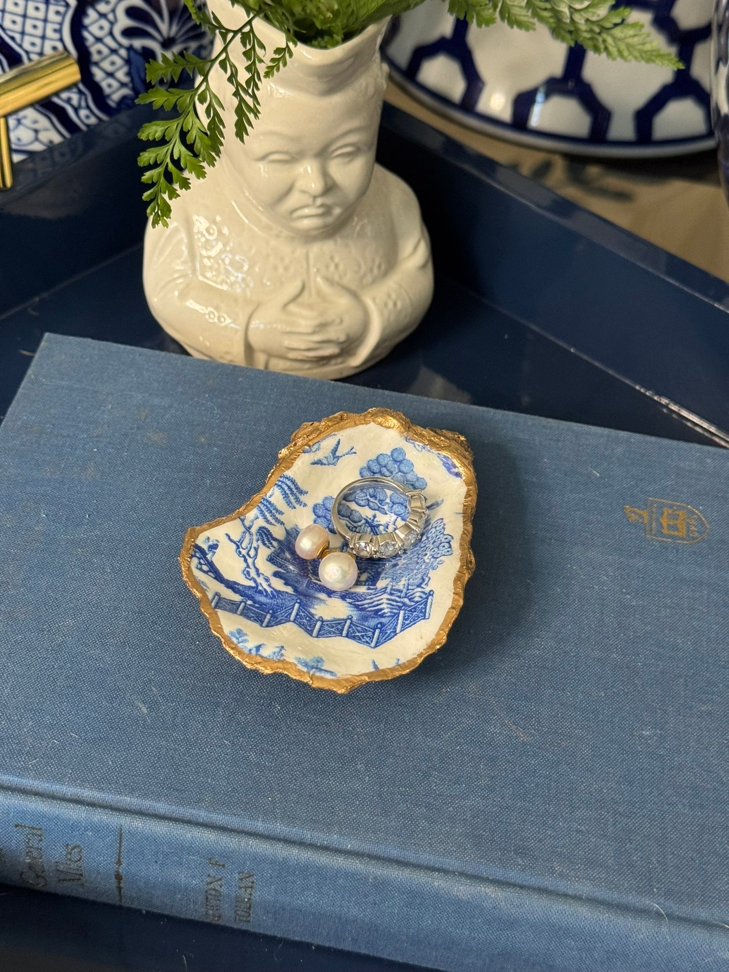 Blue Pagoda | Petite or Grande Display Oyster Shell