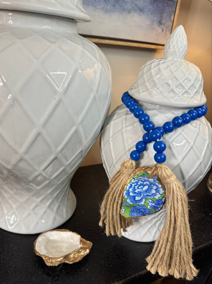 One Shell Oyster Garland | Blue Green Floral