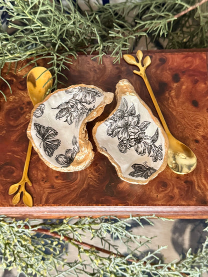 Salt & Pepper Oyster Dishes | Black Chinoiserie