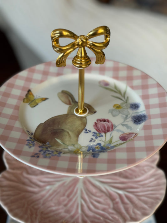 Pink Blue Bunny | Tiered 3 Plate Stand