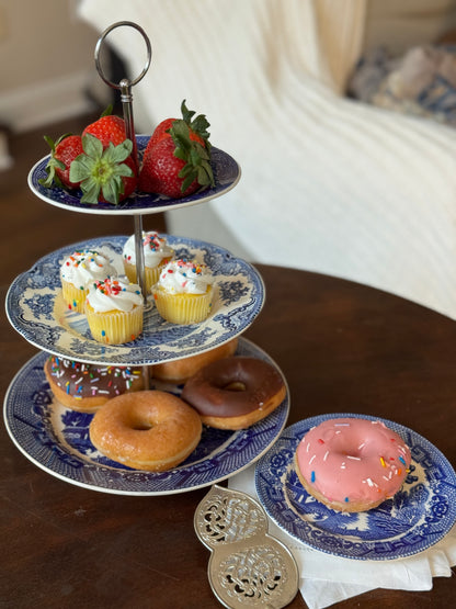 Green Cabbage Floral | Tiered 3 Plate Stand