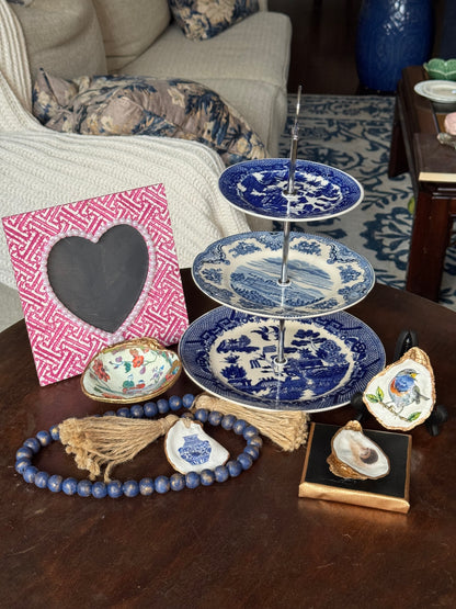 Green Cabbage Floral | Tiered 3 Plate Stand