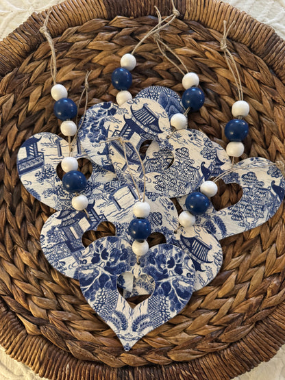Heart Ornament | Blue & White Chinoiserie
