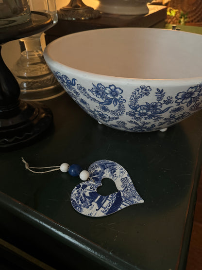 Heart Ornament | Blue & White Chinoiserie
