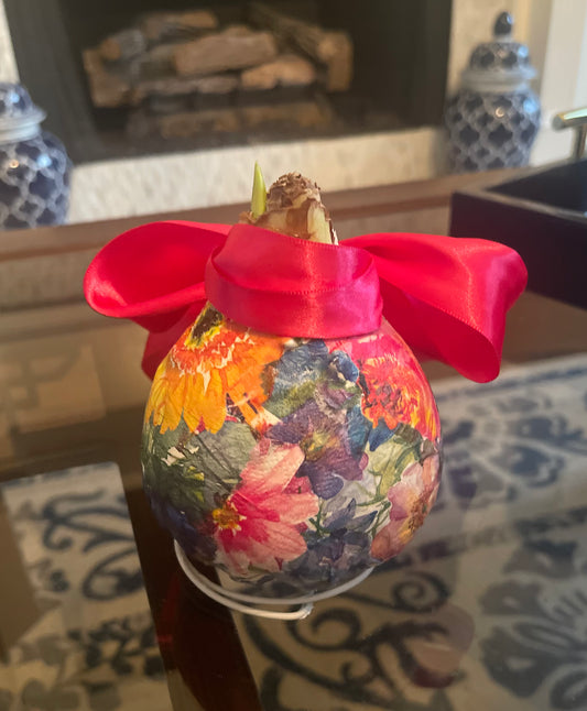 Decorated Wax Amaryllis Bulb | Multi-Colored Floral