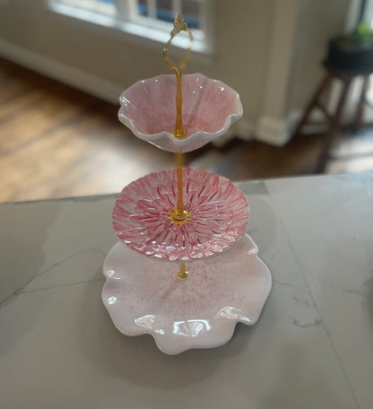 Melamine 3 Tiered Plate Stand | Cup of Pink Petals