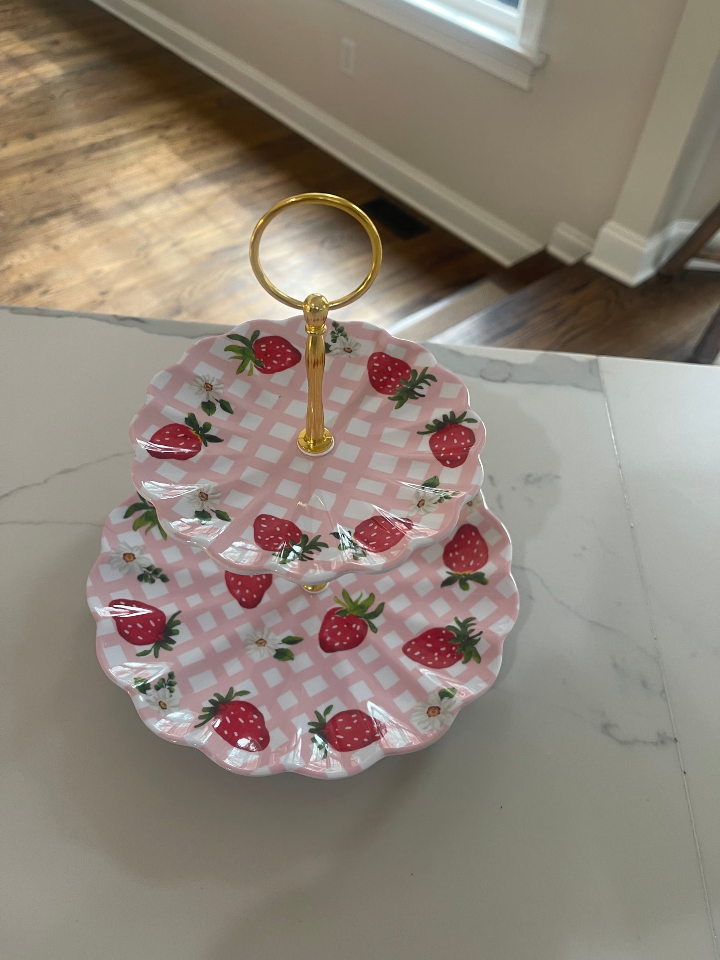Melamine 2 Tiered Plate Stand | Strawberry Check