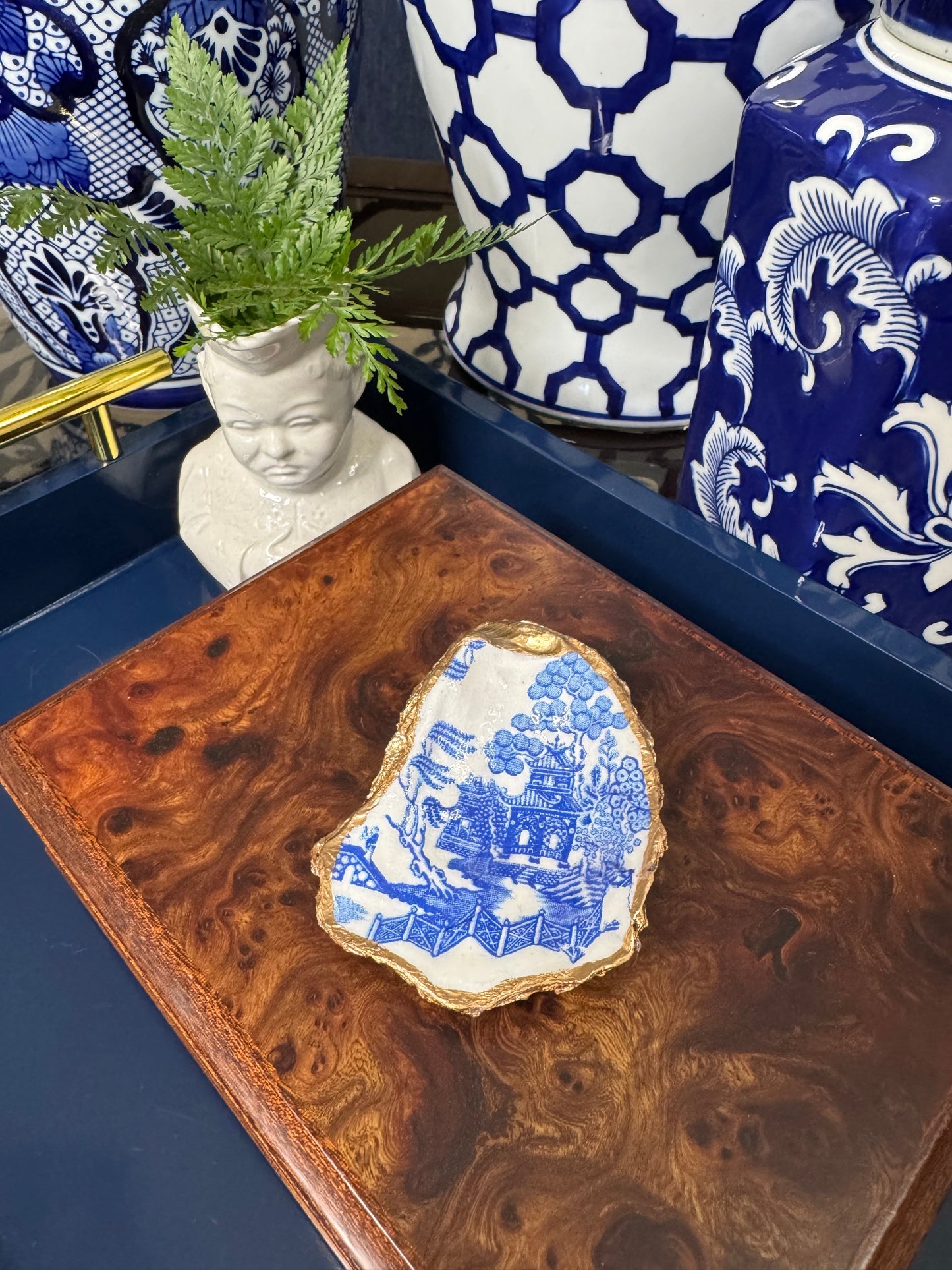 Blue Pagoda | Petite or Grande Display Oyster Shell