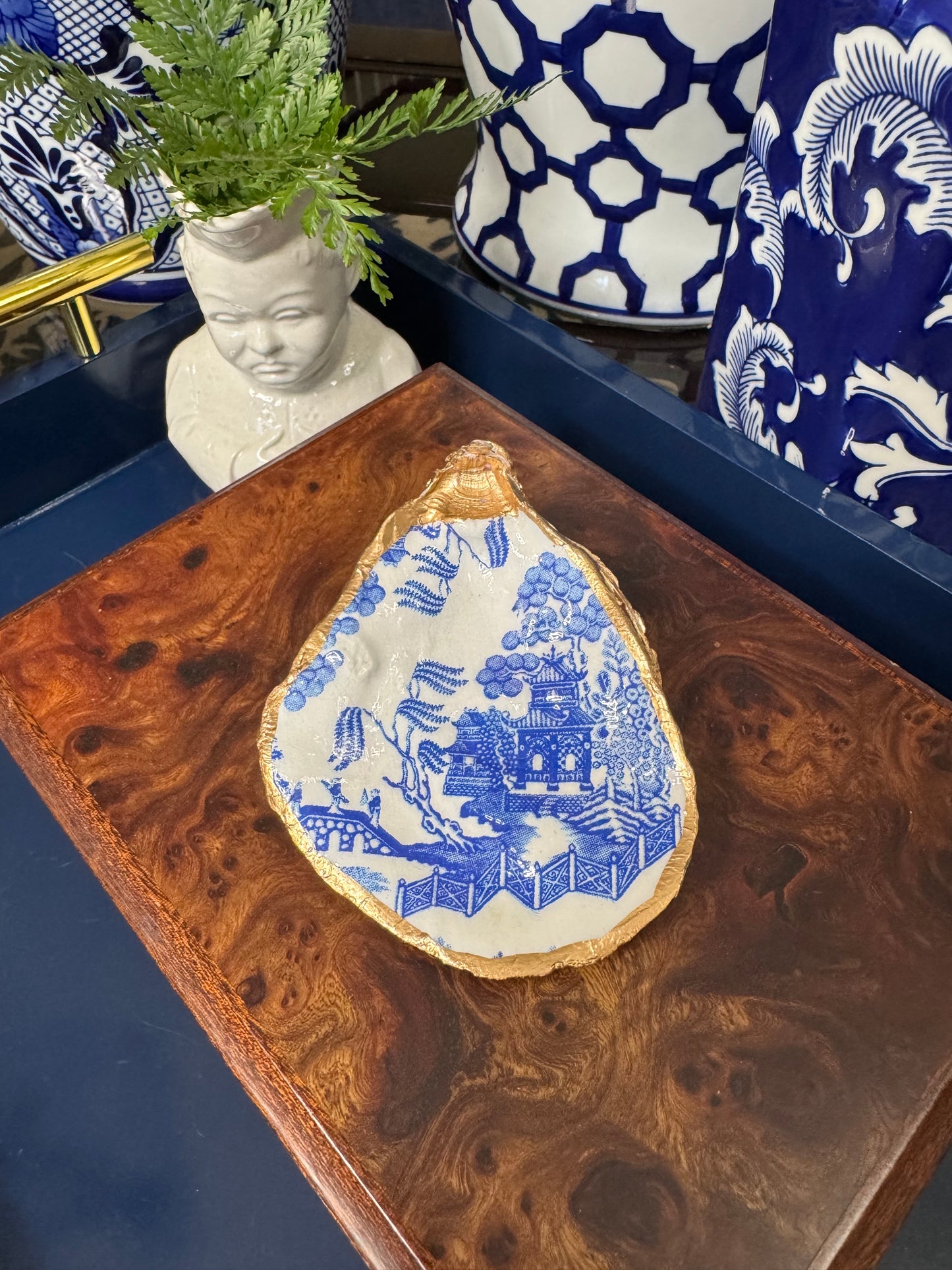 Blue Pagoda | Petite or Grande Display Oyster Shell
