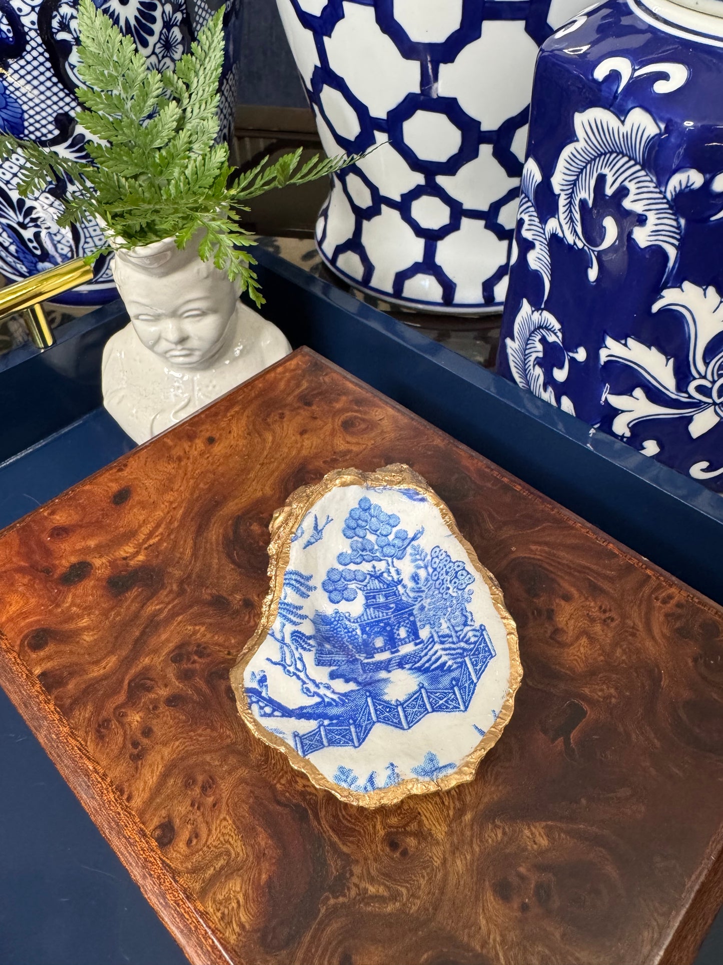 Blue Pagoda | Petite or Grande Display Oyster Shell