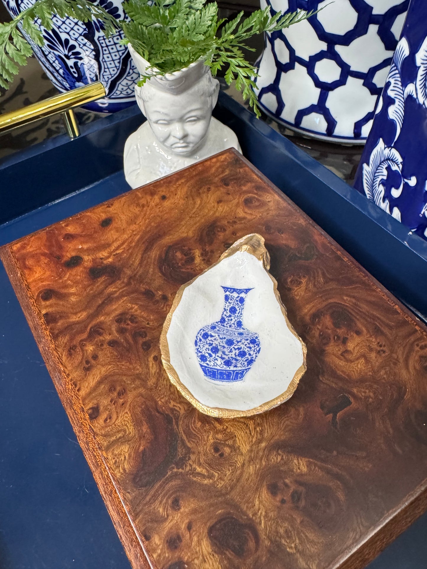 Blue Chinoiserie Vase | Petite Oyster Display Shell
