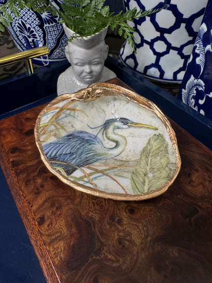 Blue Heron | Medium Clam Shell Trinket Dish
