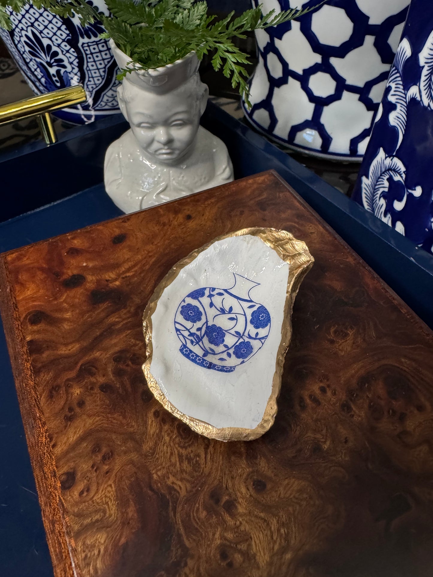 Blue Chinoiserie Vase | Petite Oyster Display Shell