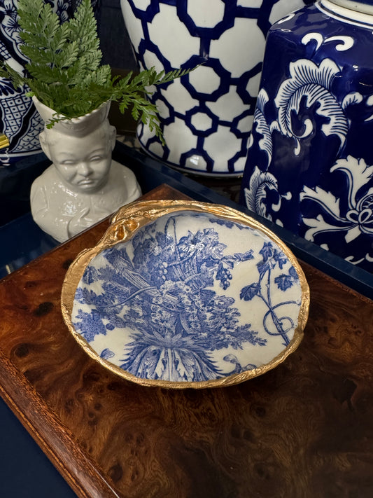 Blue Harvest Bloom | XL Clam Shell Trinket Dish