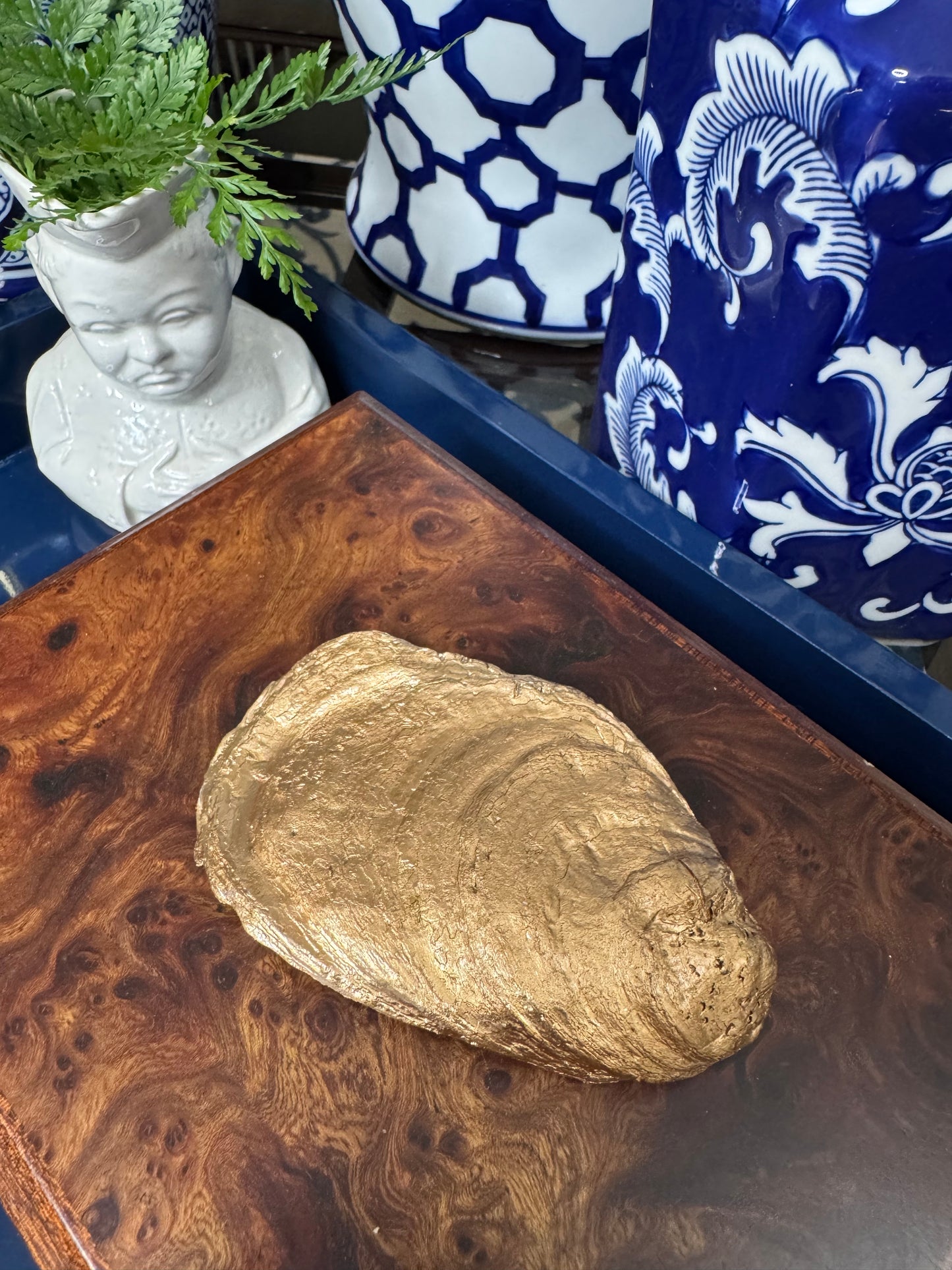 Blue Harvest Bloom | Grande Display Oyster Shell