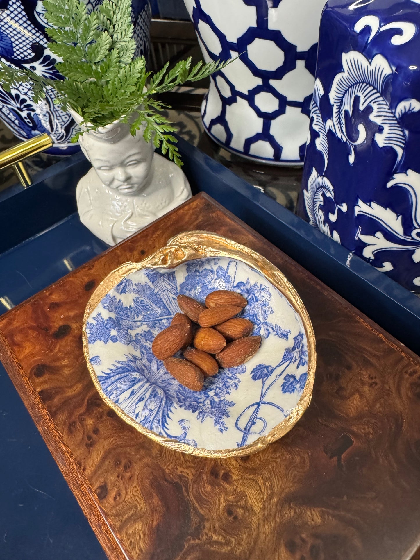 Blue Harvest Bloom | XL Clam Shell Trinket Dish