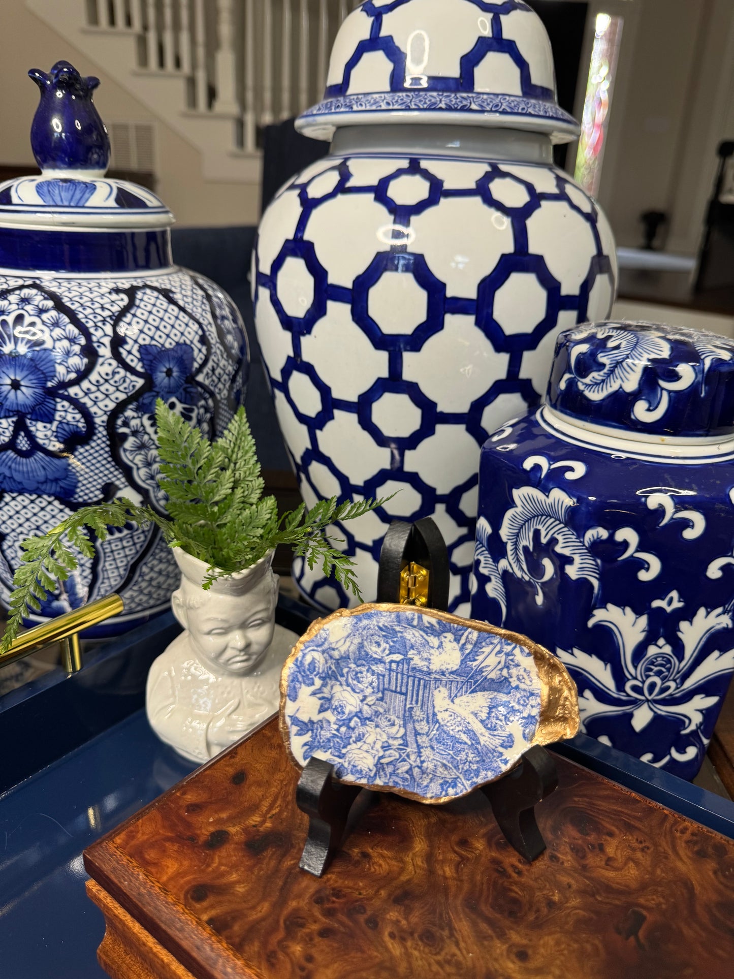 Blue Harvest Bloom | Grande Display Oyster Shell