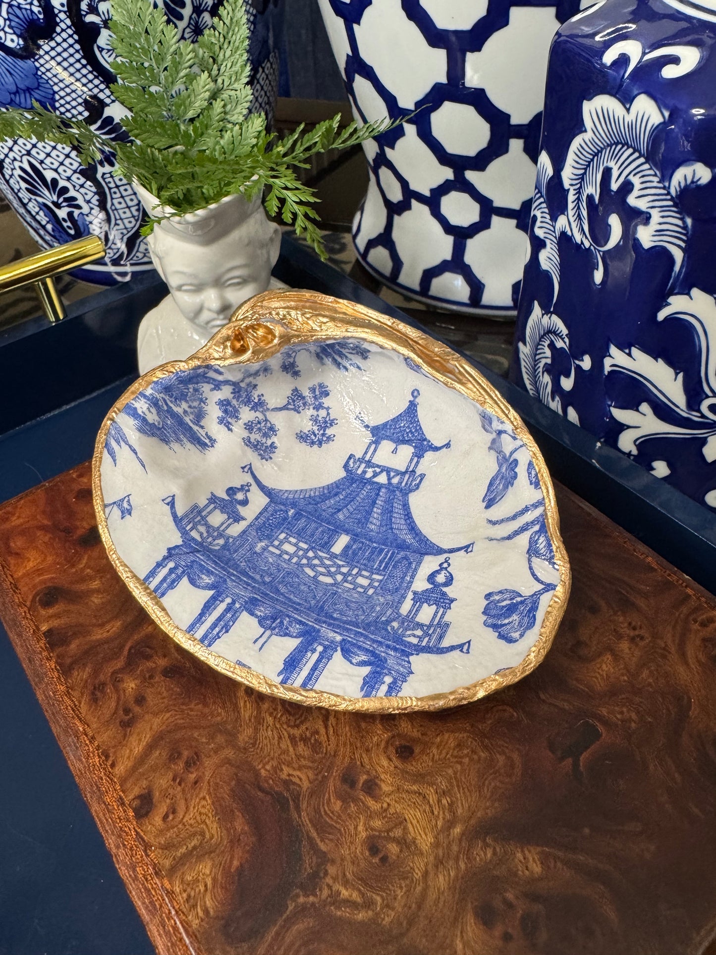 Pagoda Reverie | XL Clam Shell Trinket Dish