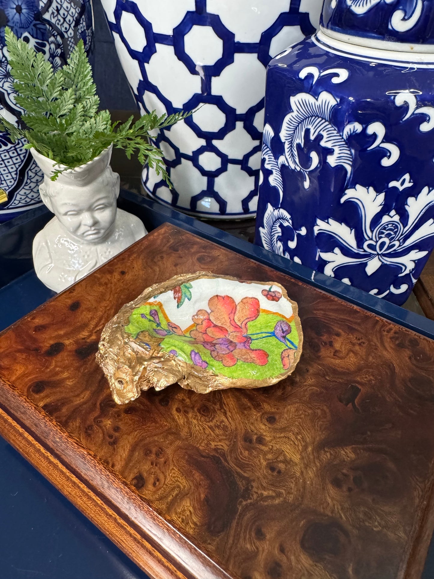 Colorful Floral | Petite or Grande Oyster Display Shell