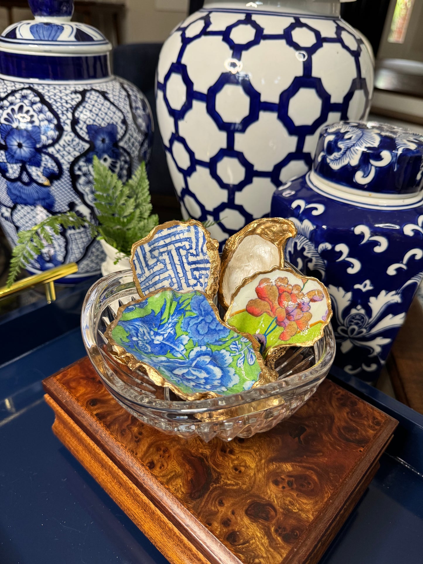 Colorful Floral | Petite or Grande Oyster Display Shell