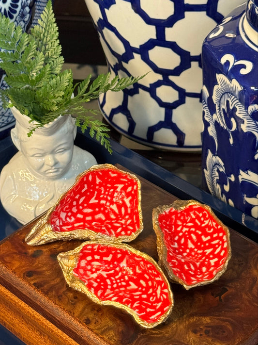 All In Red | Petite Oyster Shell Trinket Dish