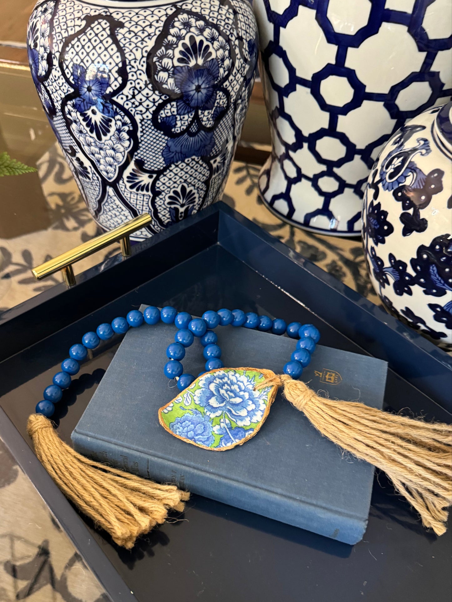 One Shell Oyster Garland | Blue Green Floral