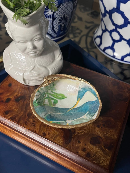 Heron | Medium Clam Shell Trinket Dish