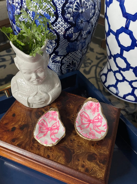 Pink Bows | Petite Oyster Shell Trinket Or Display