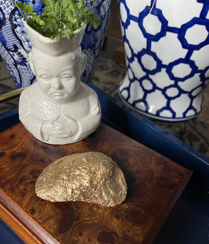 Green Toile Reverie | Petite Oyster Display Shell