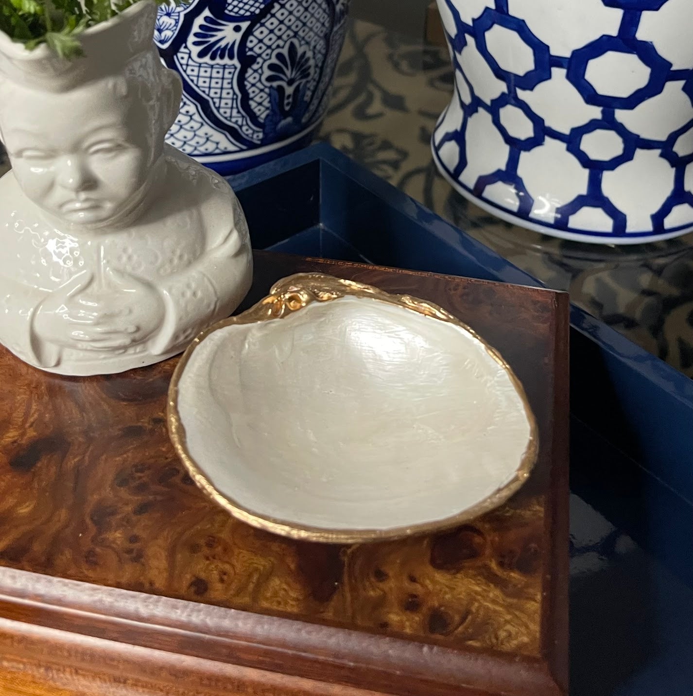 Gorgeous Pearled | Grande Clam Shell Trinket Dish