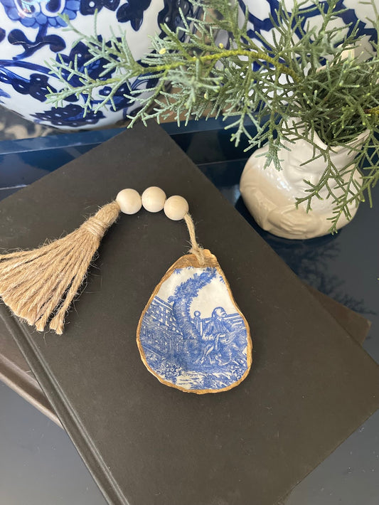 Petite 3 Bead Tassel | Blue Chinoiserie