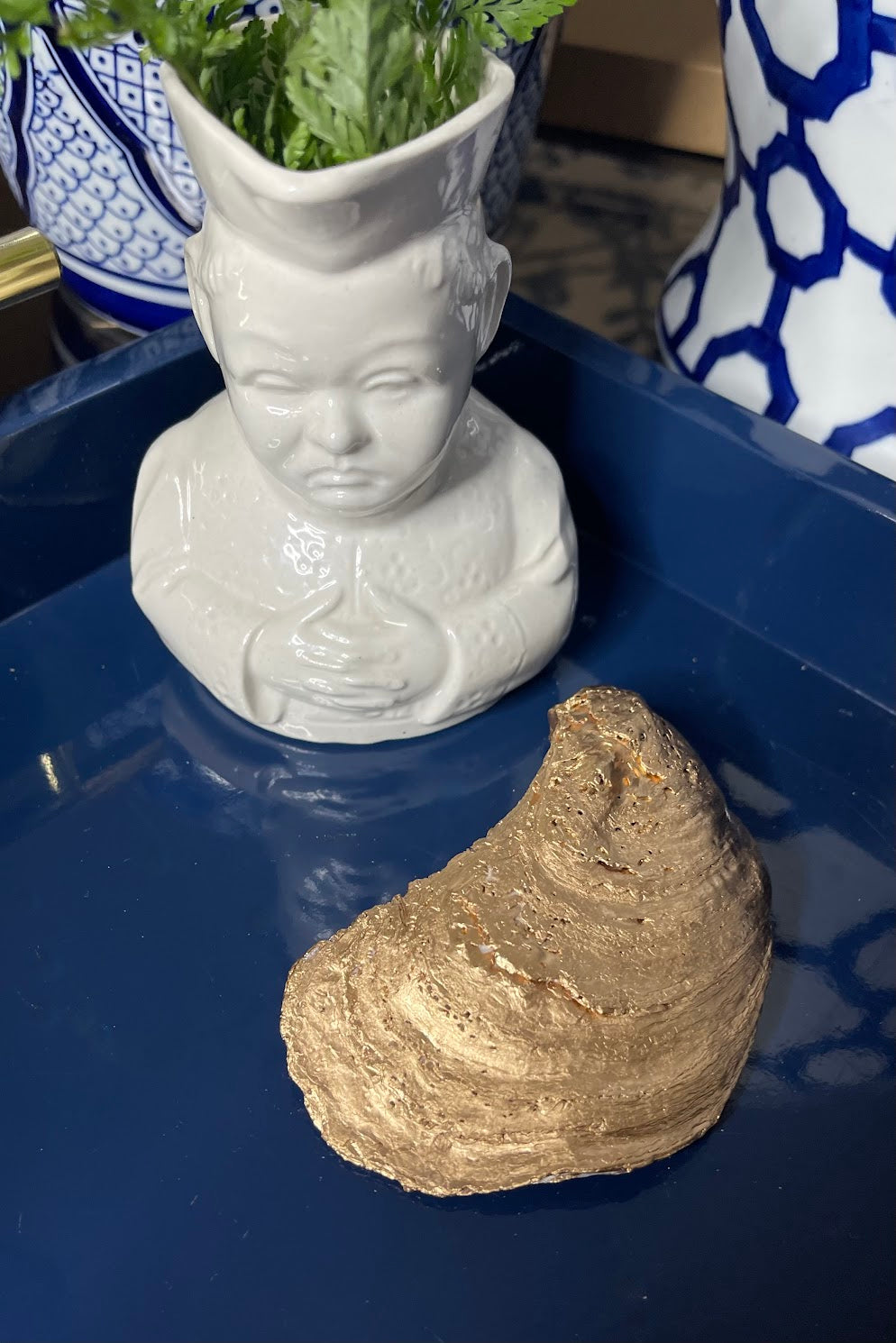 Green & Blue Floral | Petite or Grande Oyster Display Shell