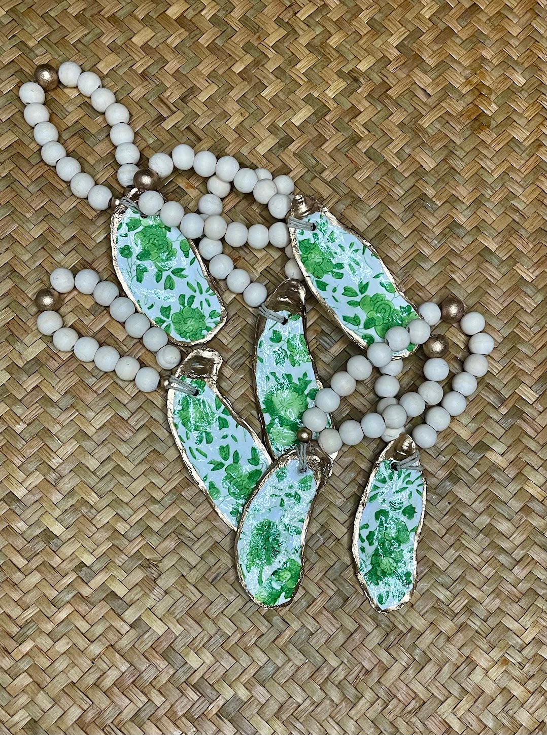 Shuck Yeah | Oyster Napkin Rings | Green Floral