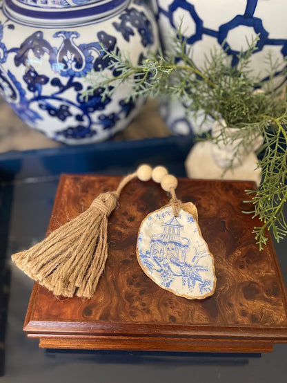 Petite 3 Bead Tassel | Blue Pagoda