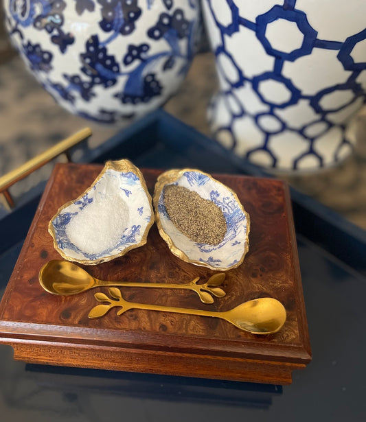 Salt & Pepper Oyster Dishes | Blue Chinoiserie