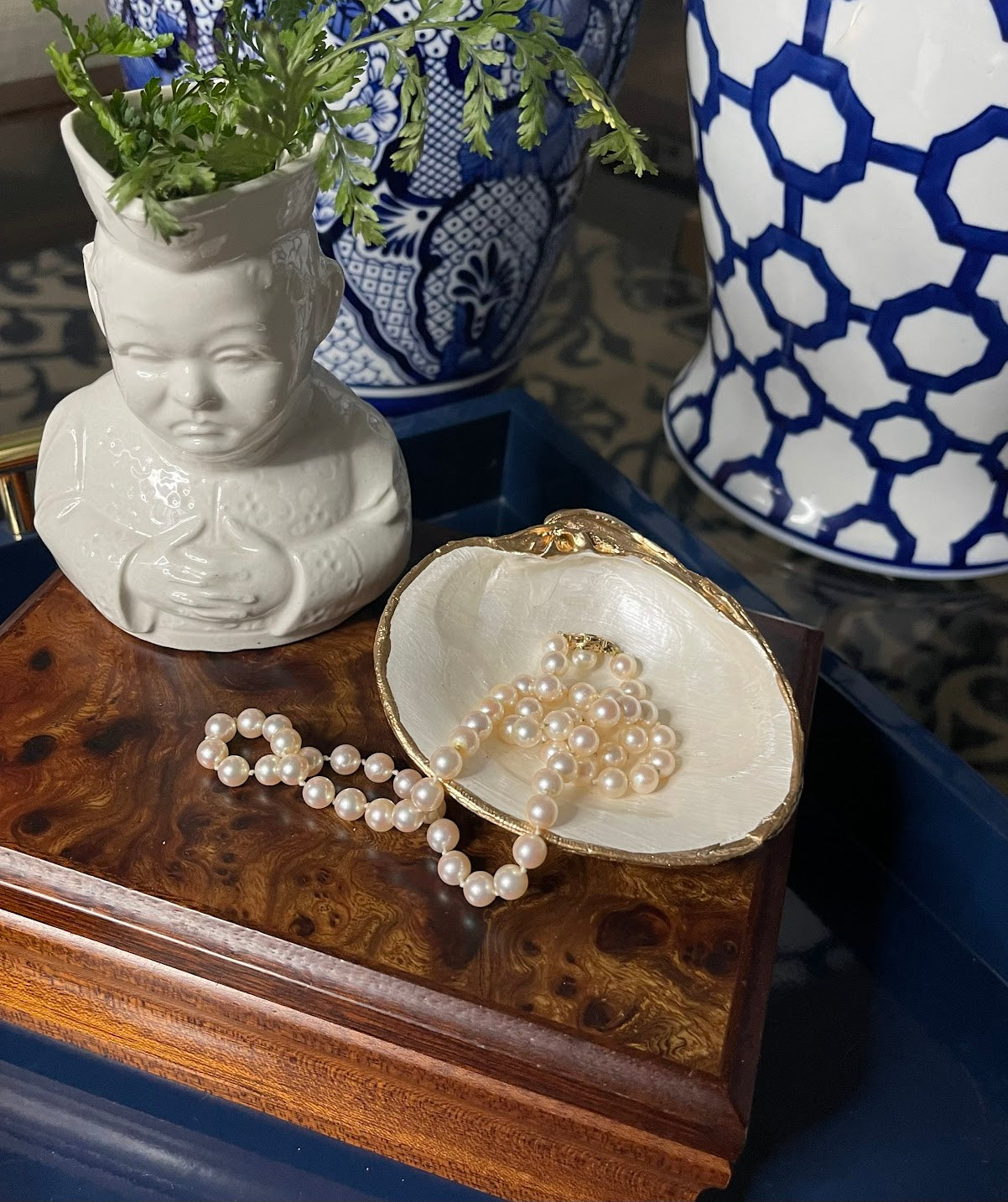 Gorgeous Pearled | Grande Clam Shell Trinket Dish