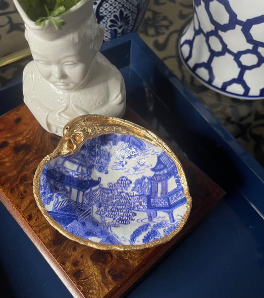 Blue Pagoda | XL Clam Shell Trinket Dish